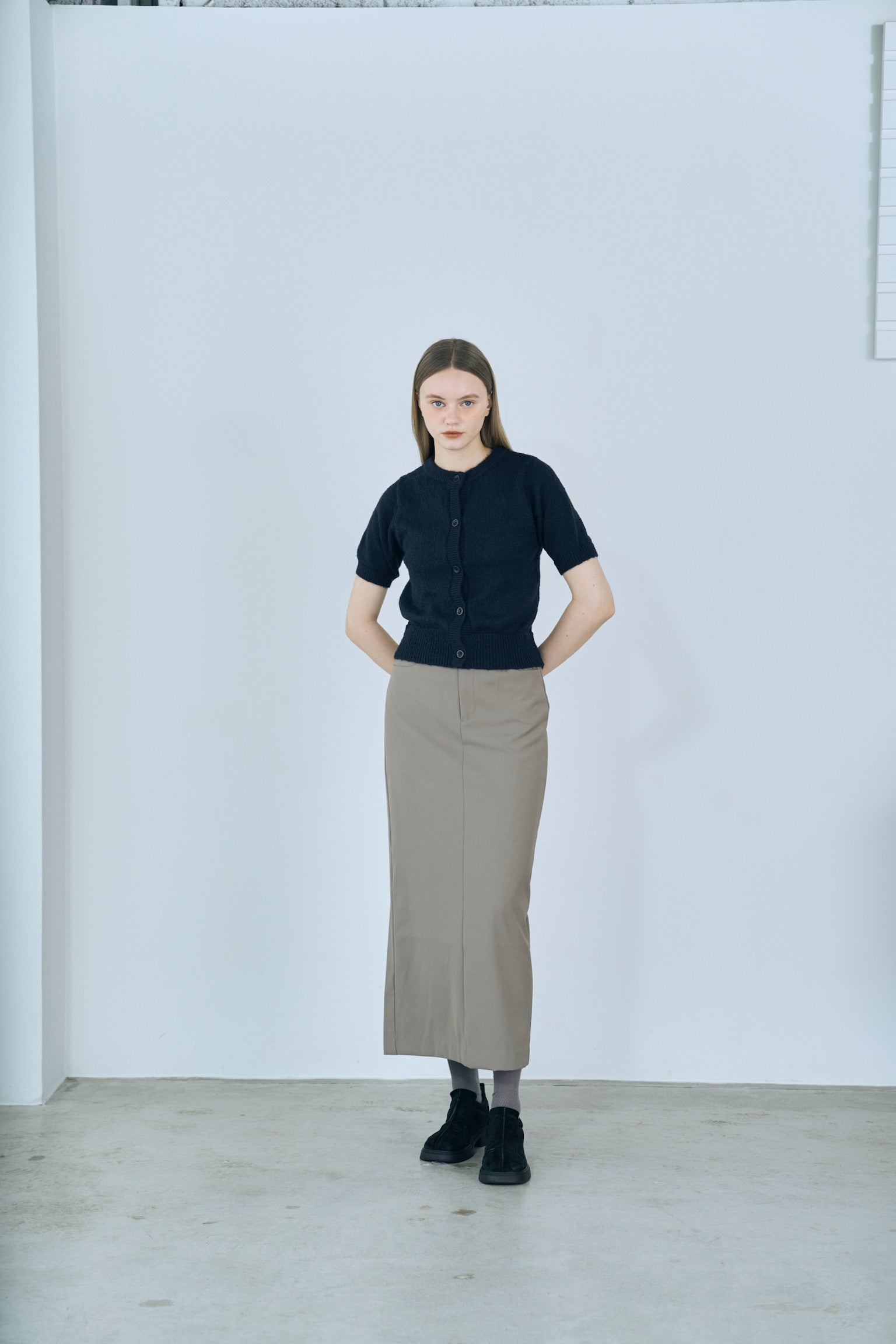 twill narrow long skirt