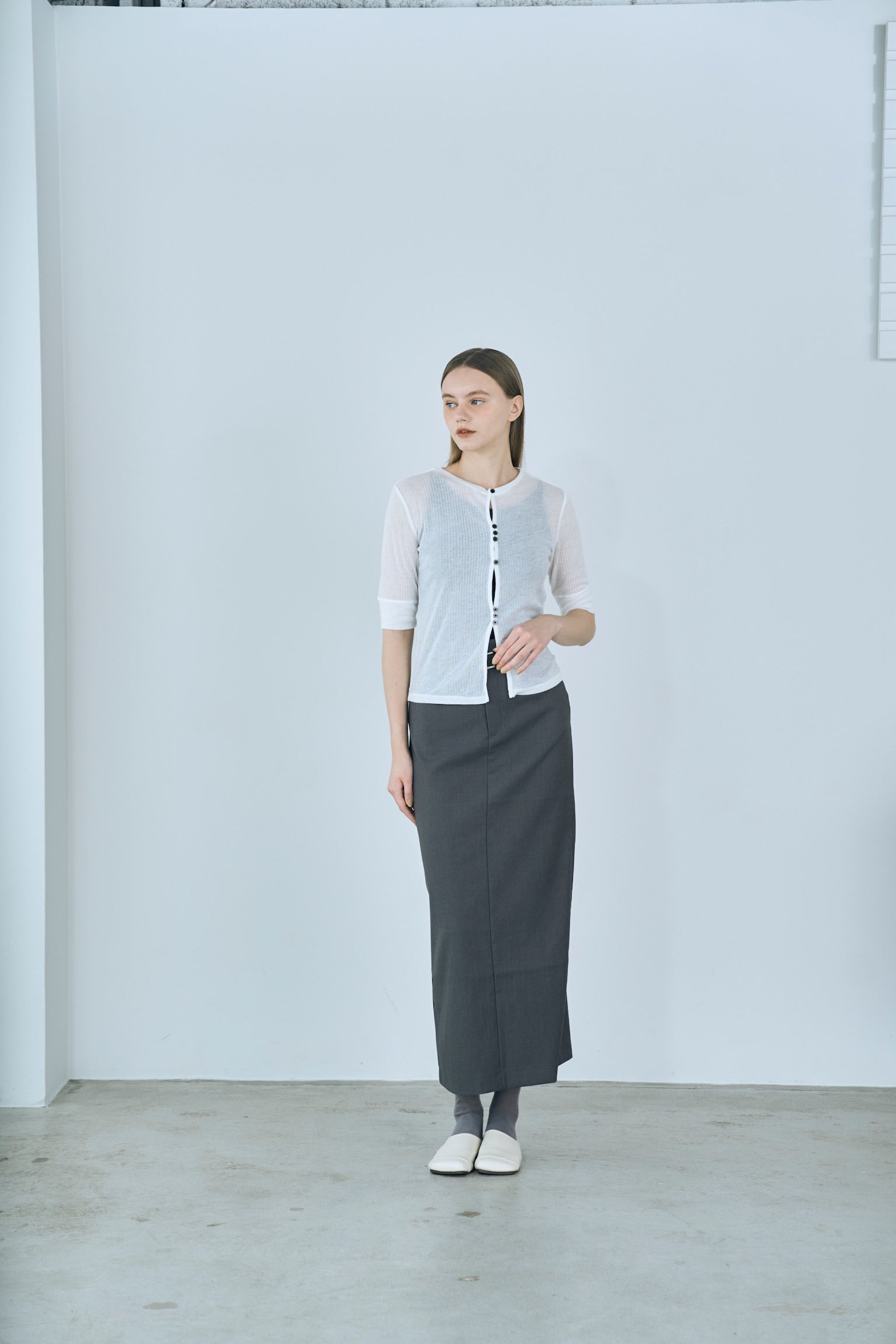 twill narrow long skirt
