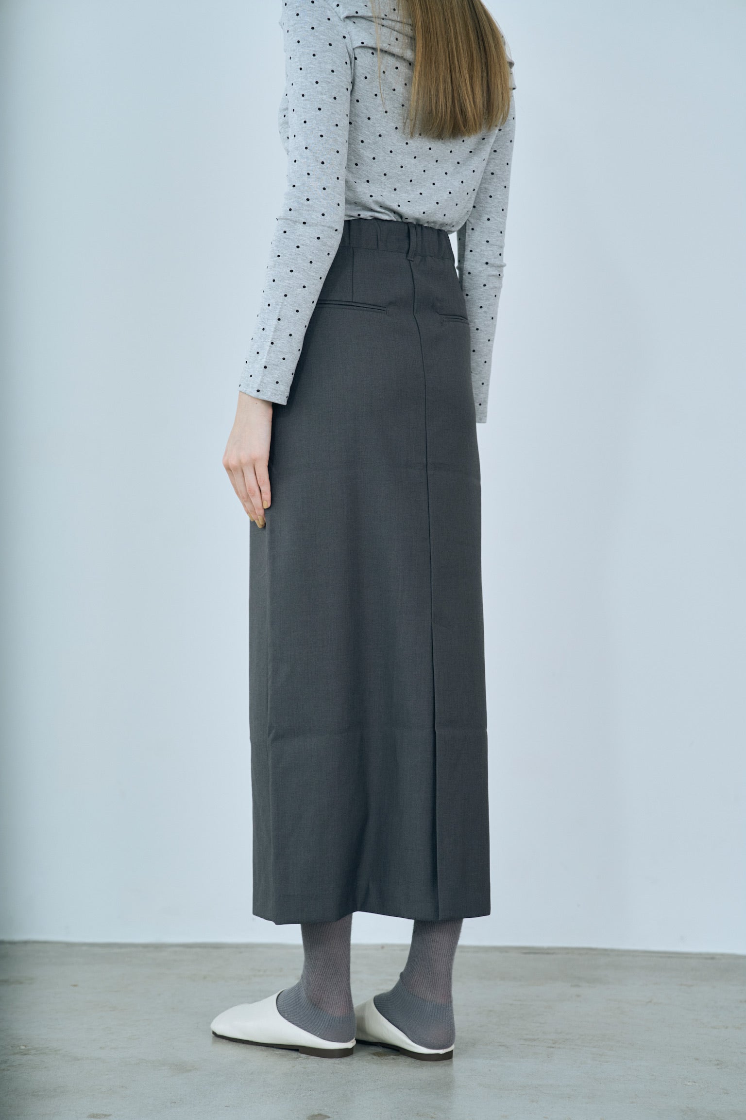 twill narrow long skirt