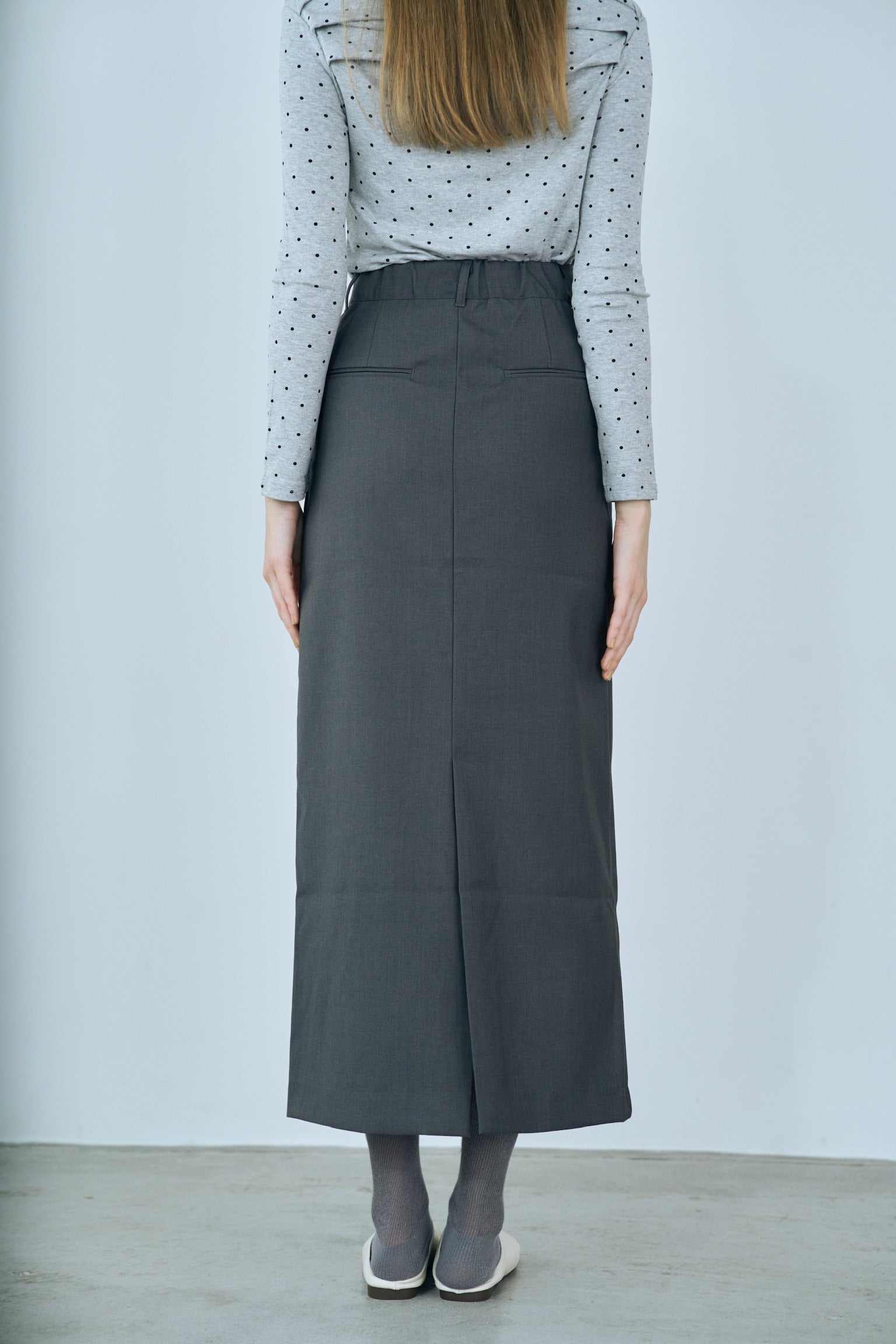 twill narrow long skirt