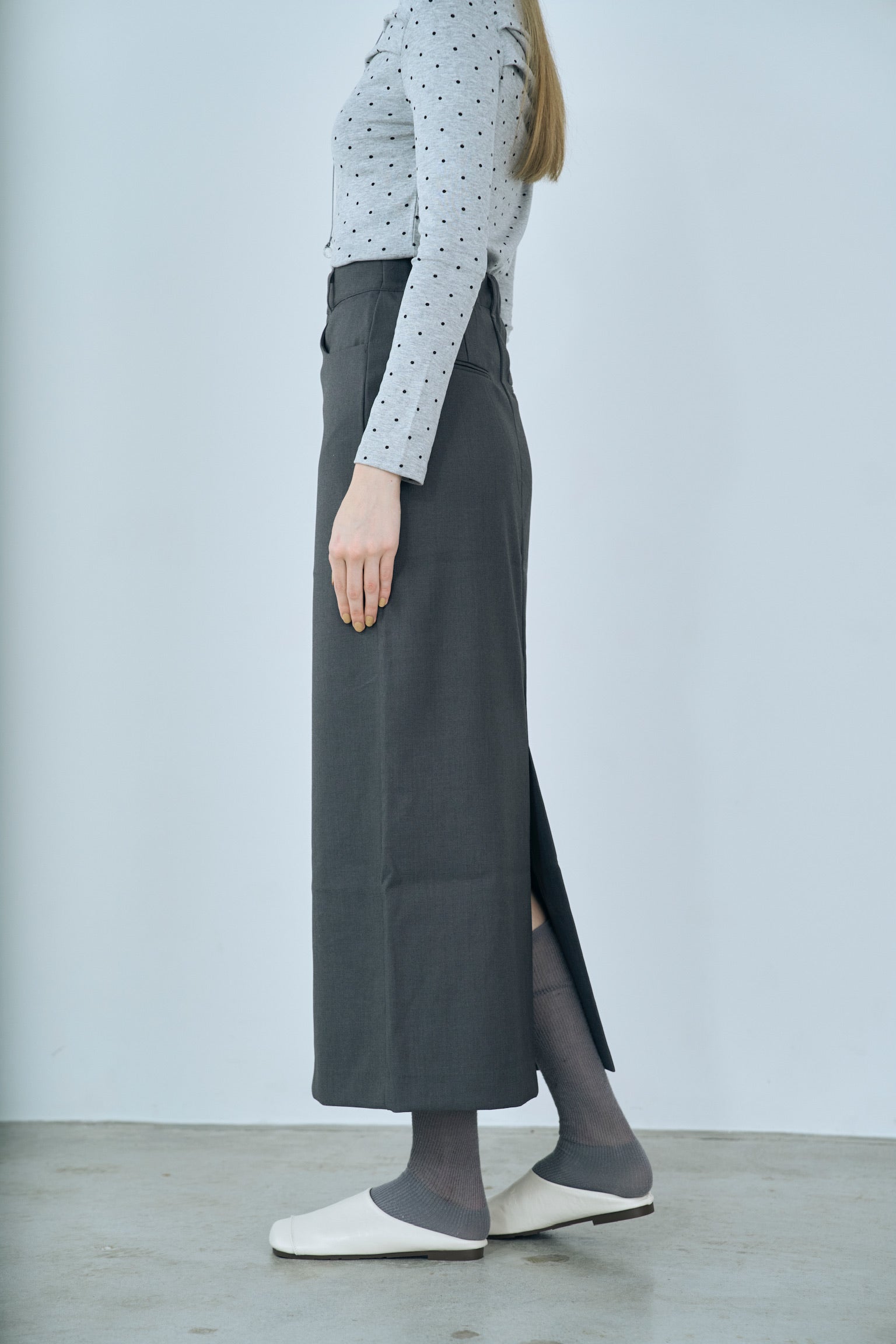 twill narrow long skirt