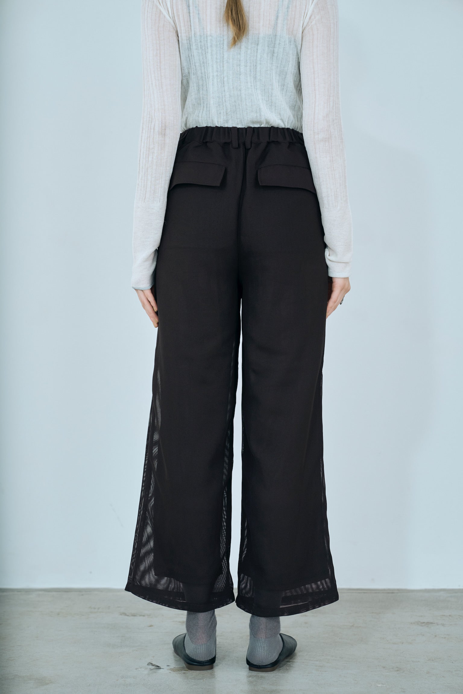 mesh tuck pants