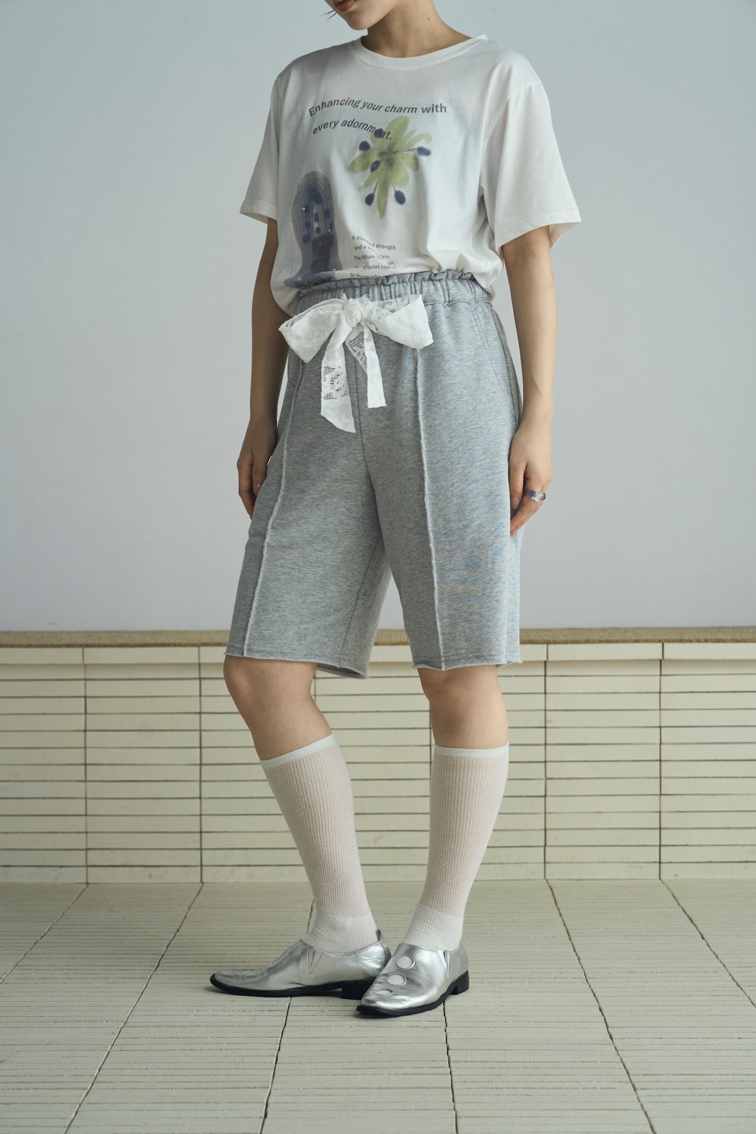 sweat lace half pants