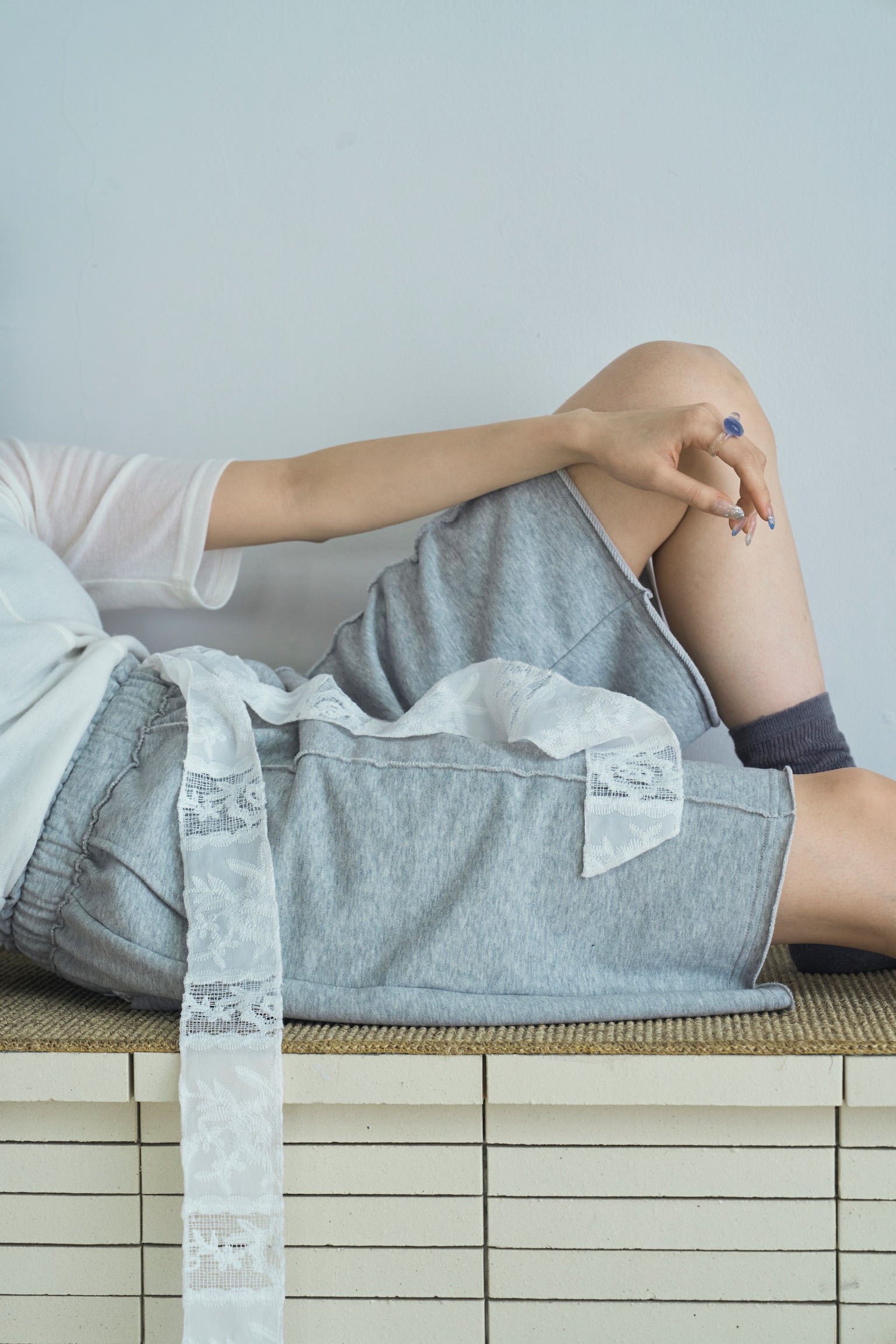 sweat lace half pants
