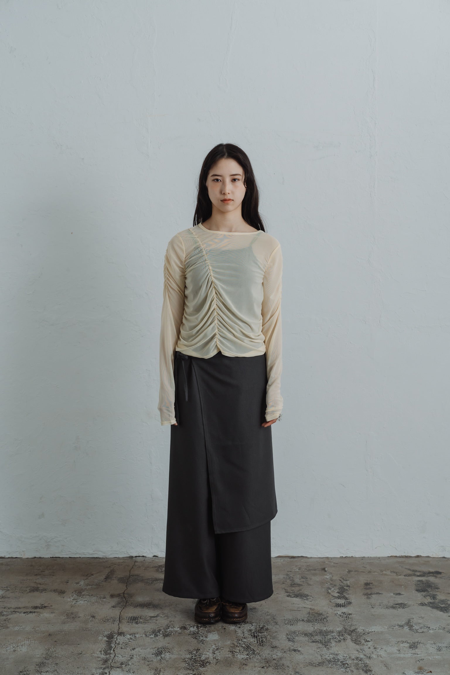 sheer shirring  tops