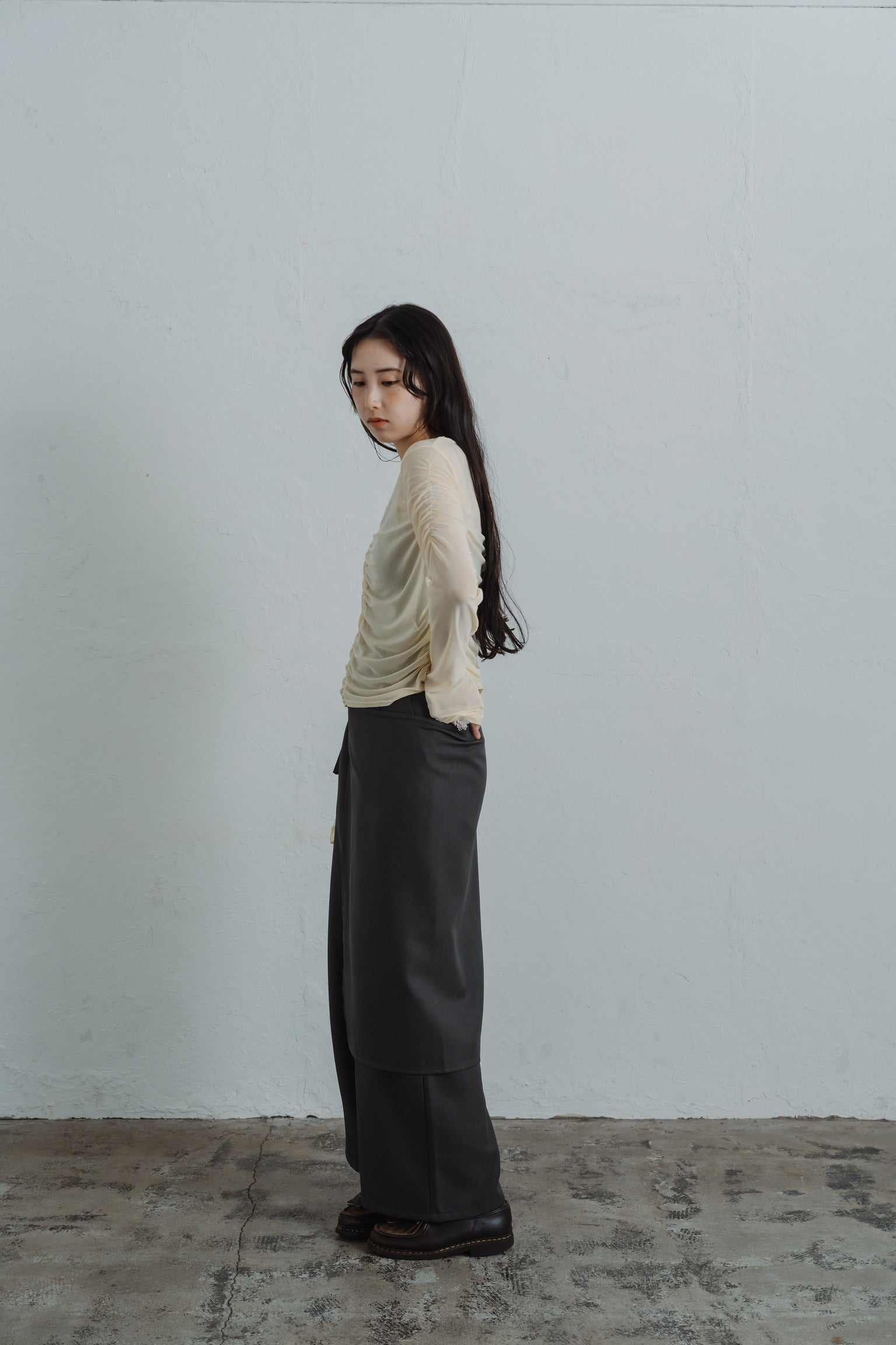 sheer shirring  tops