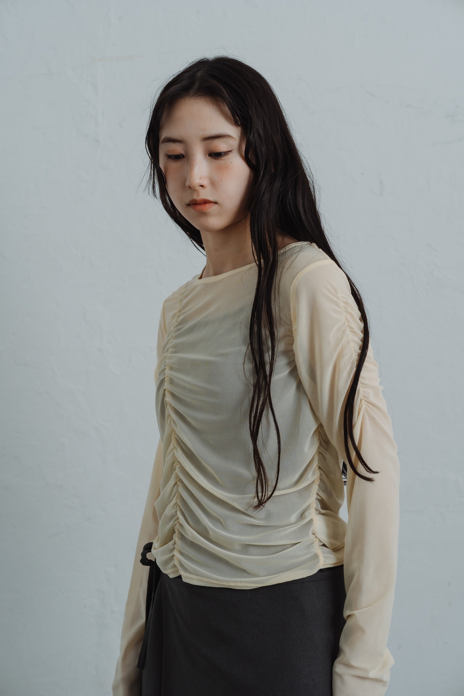 sheer shirring  tops