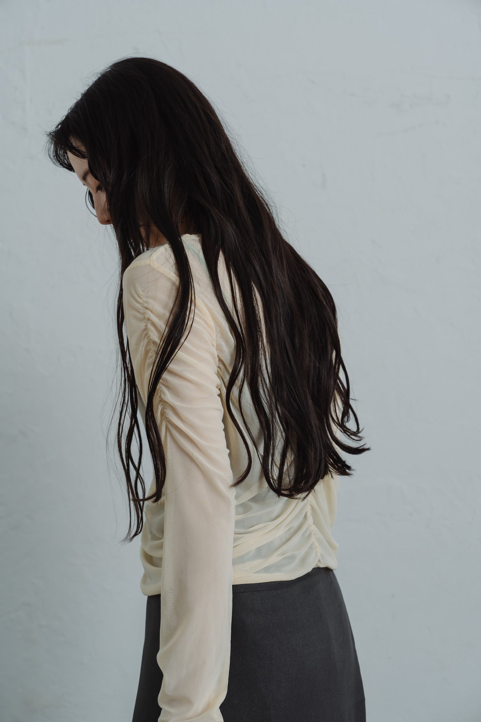 sheer shirring  tops