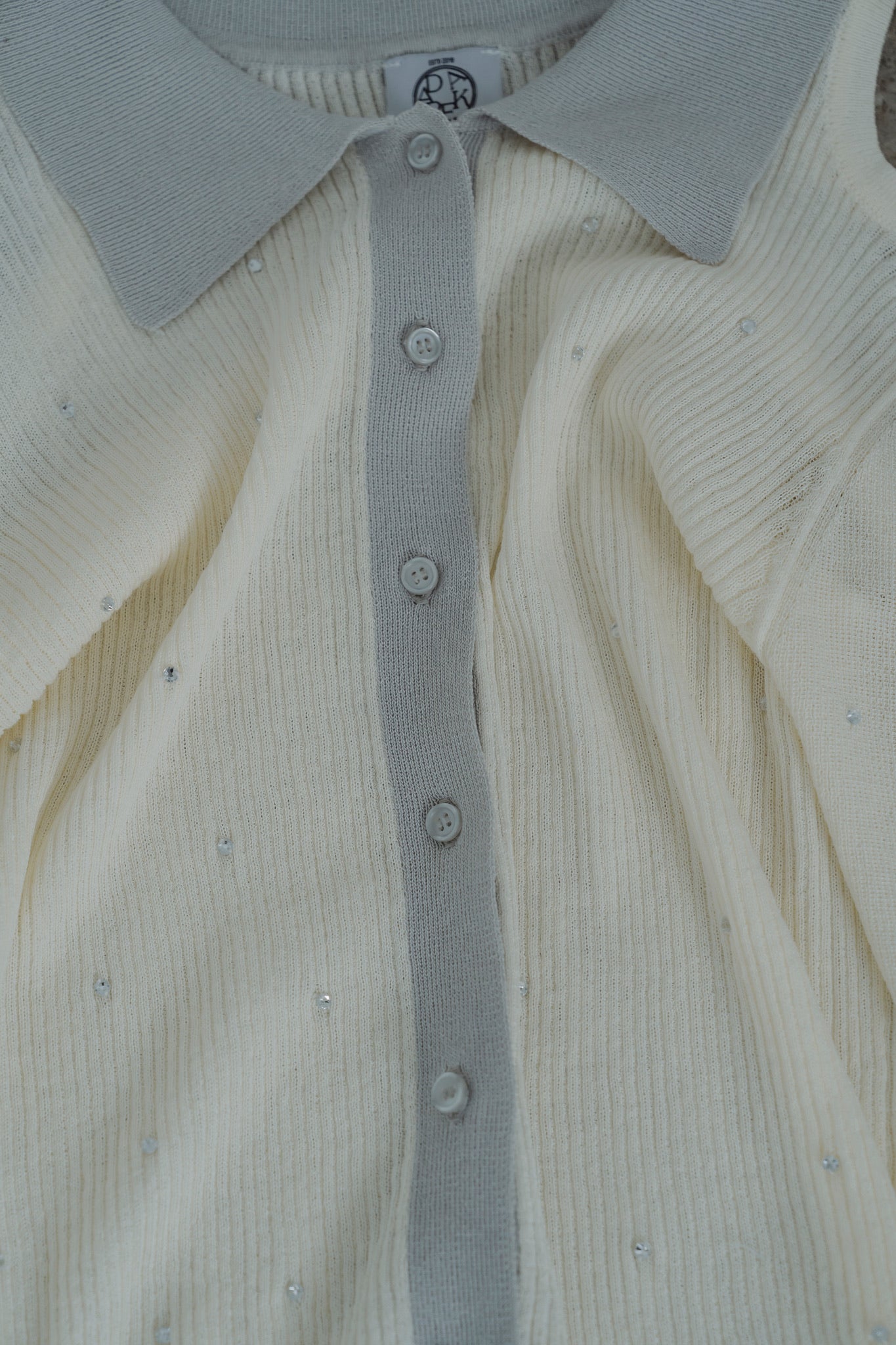 stone sheer polo knit