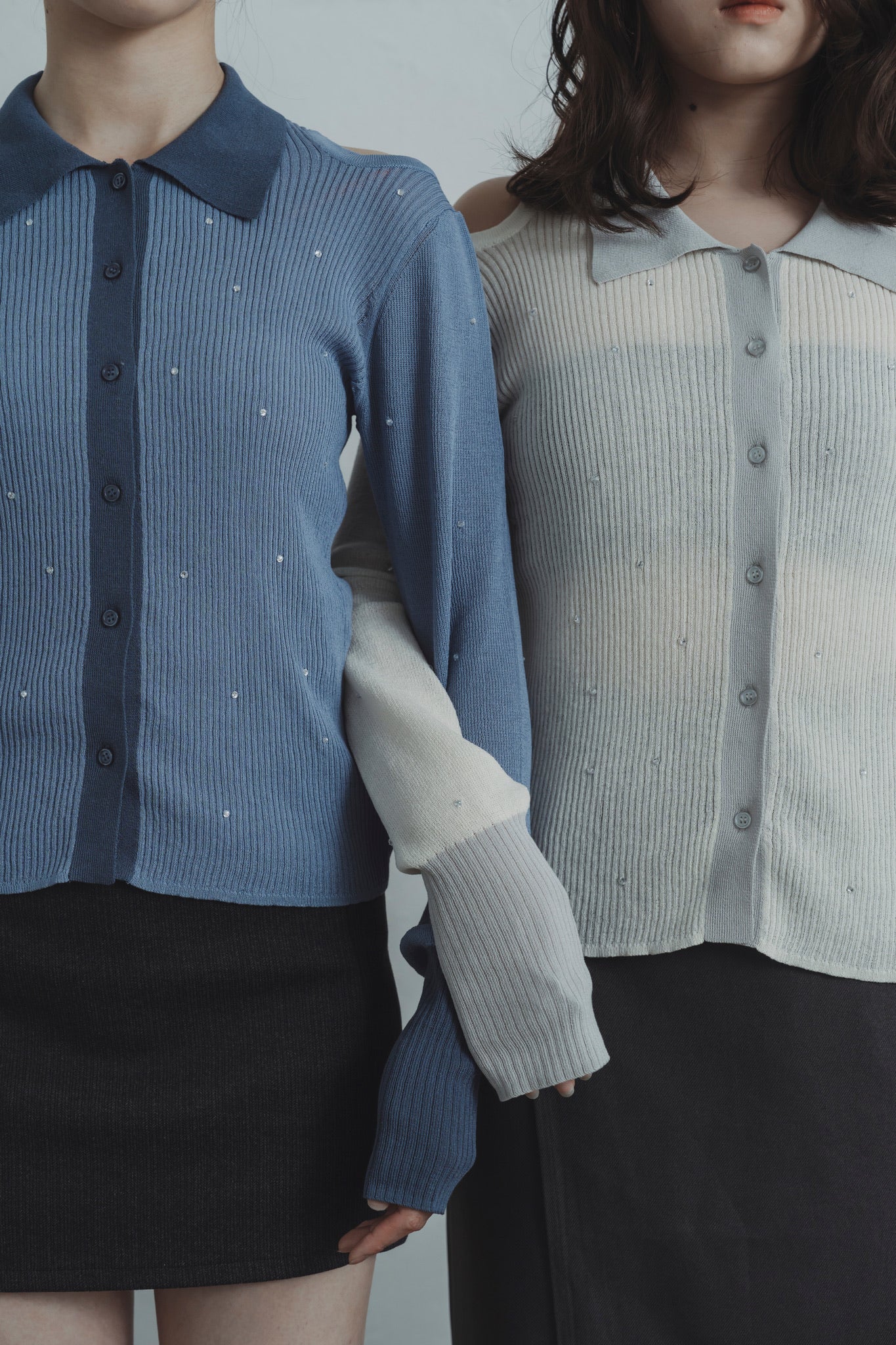 stone sheer polo knit