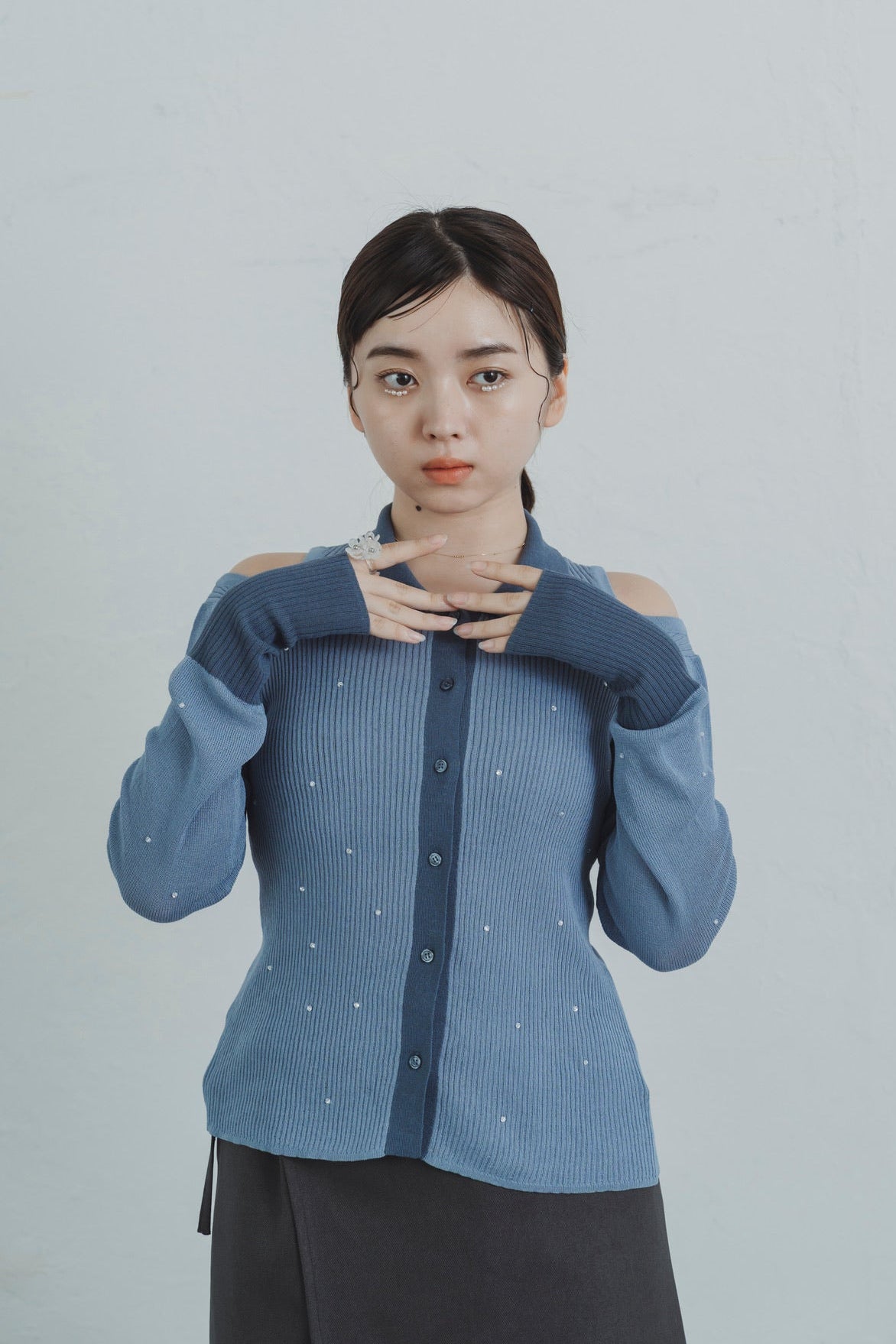 stone sheer polo knit