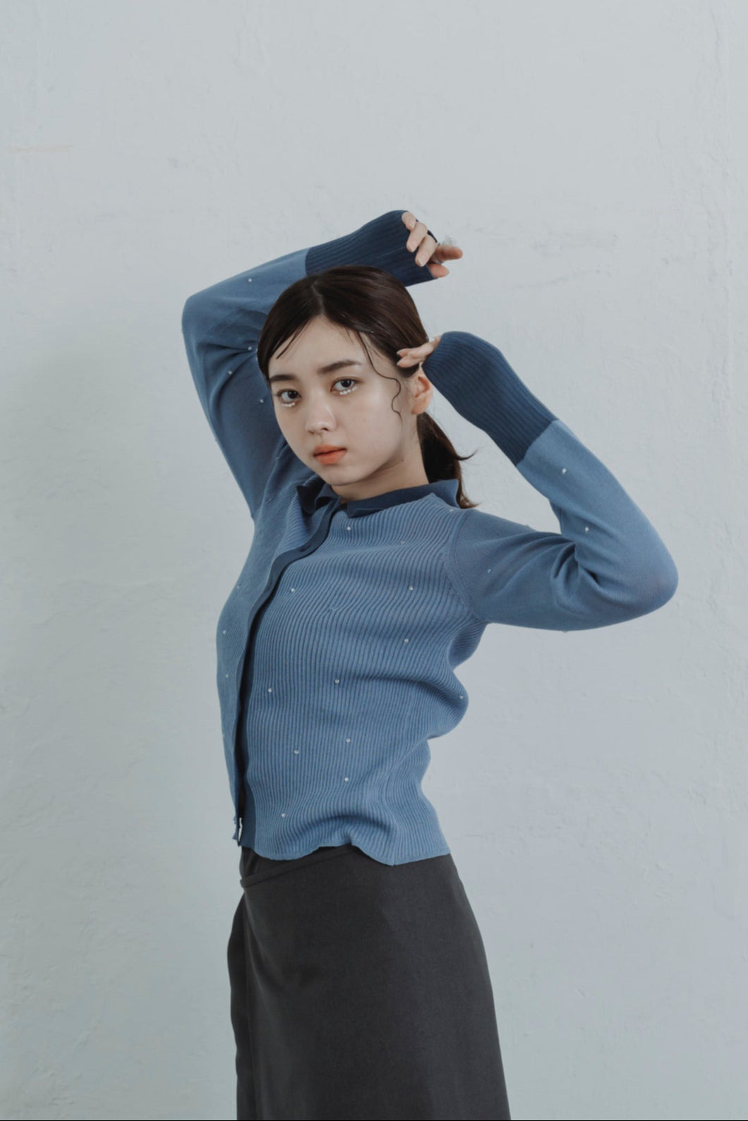 stone sheer polo knit