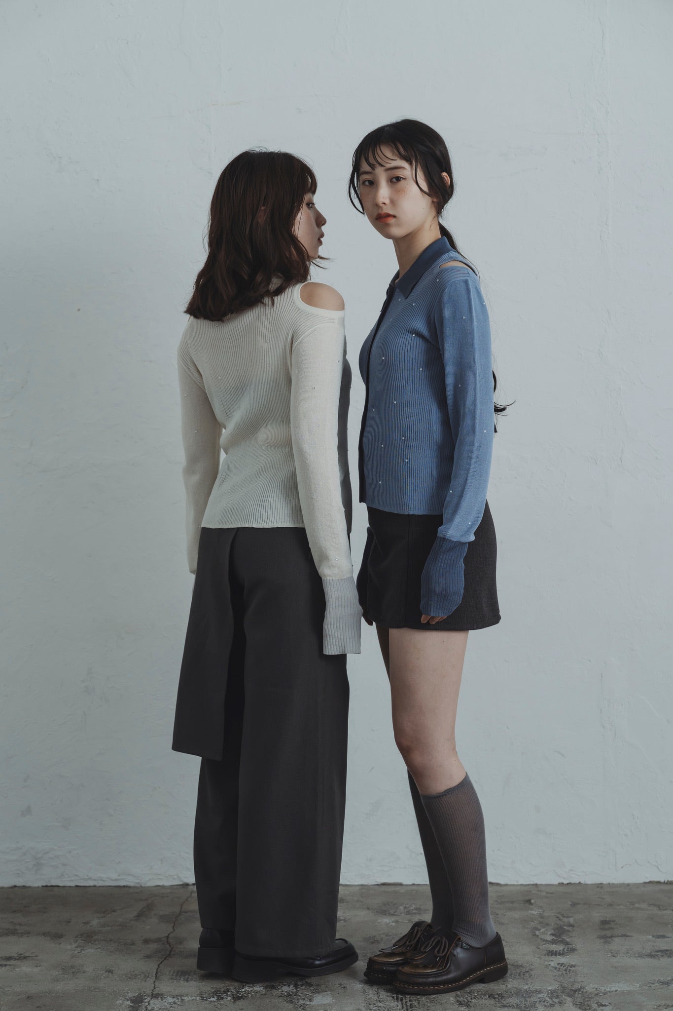 stone sheer polo knit
