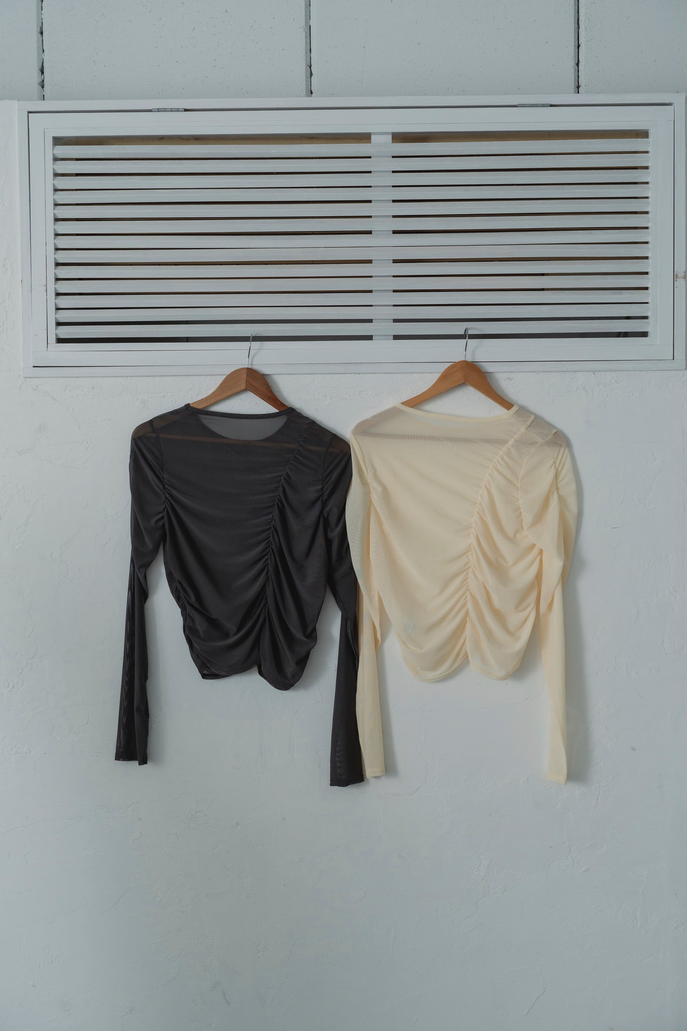 sheer shirring  tops