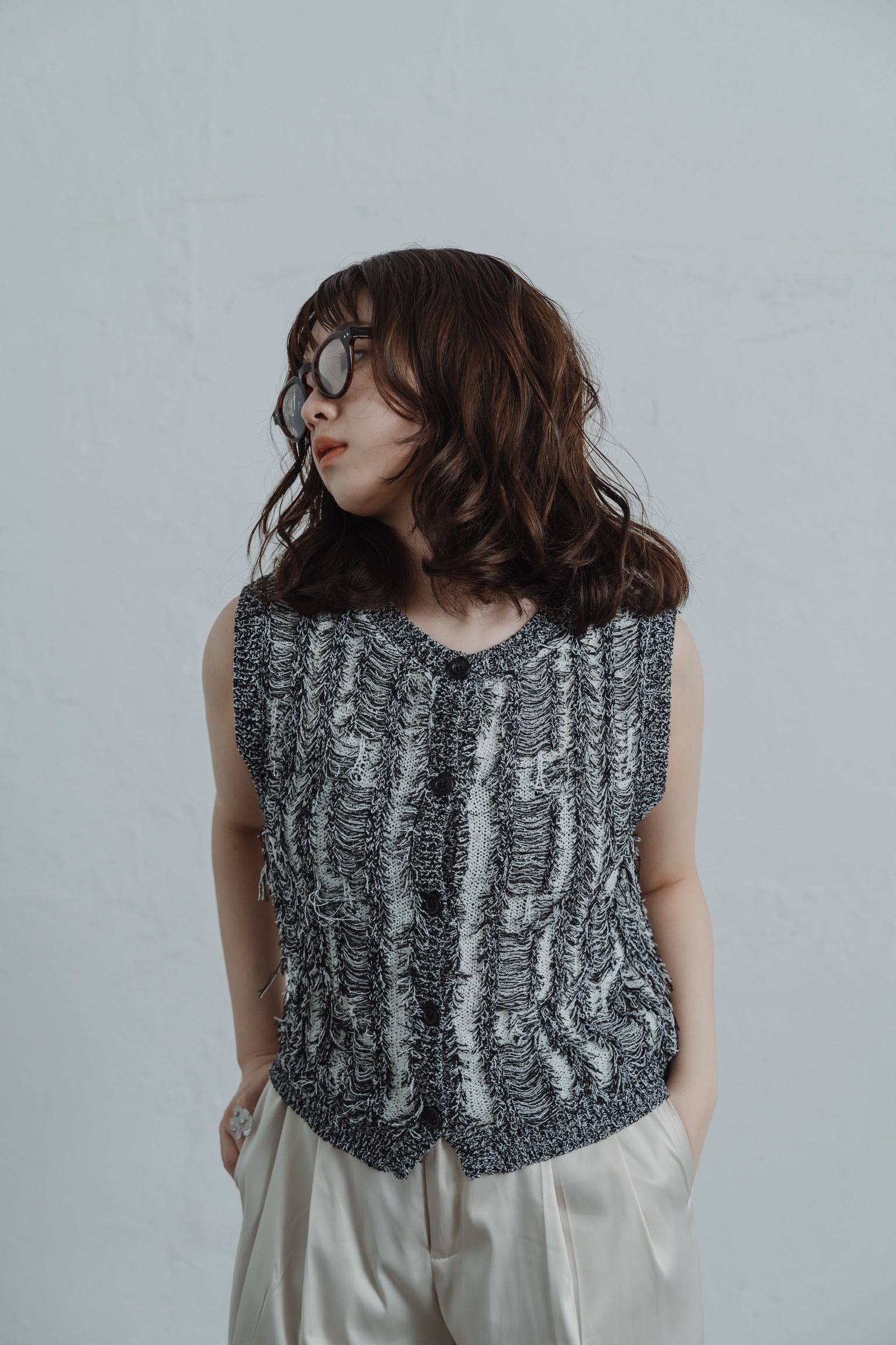 fringe knit vest