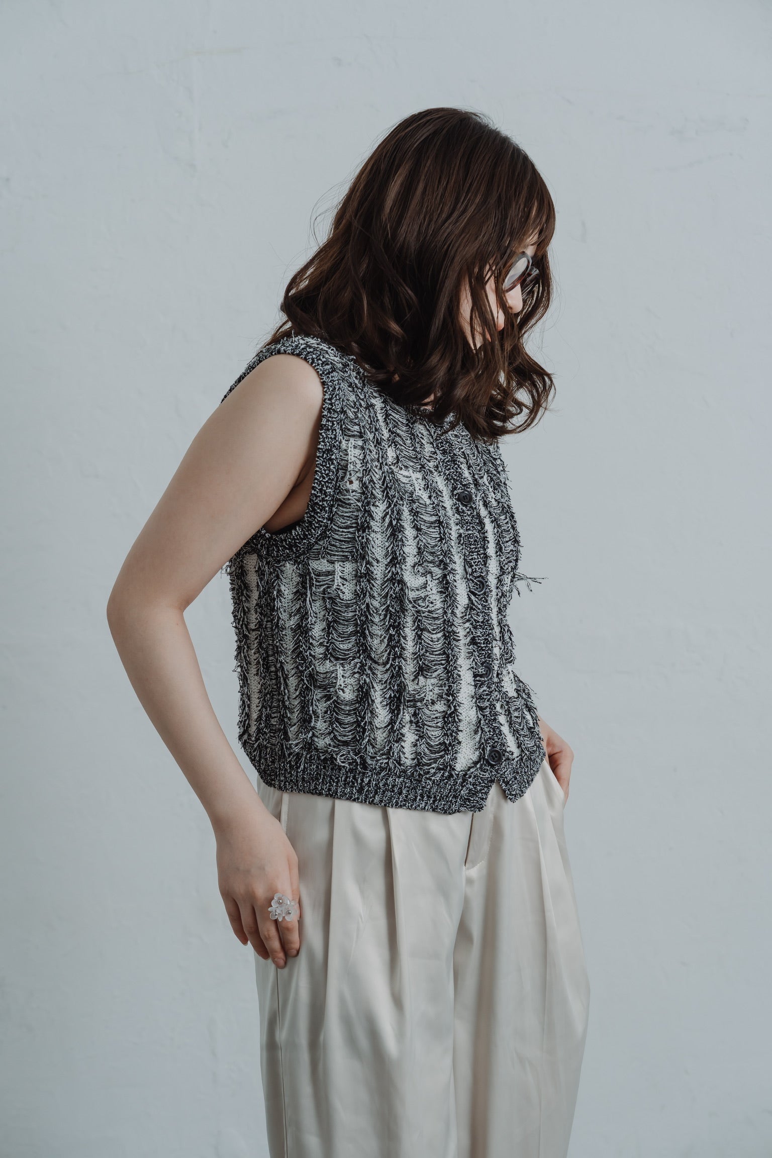 fringe knit vest