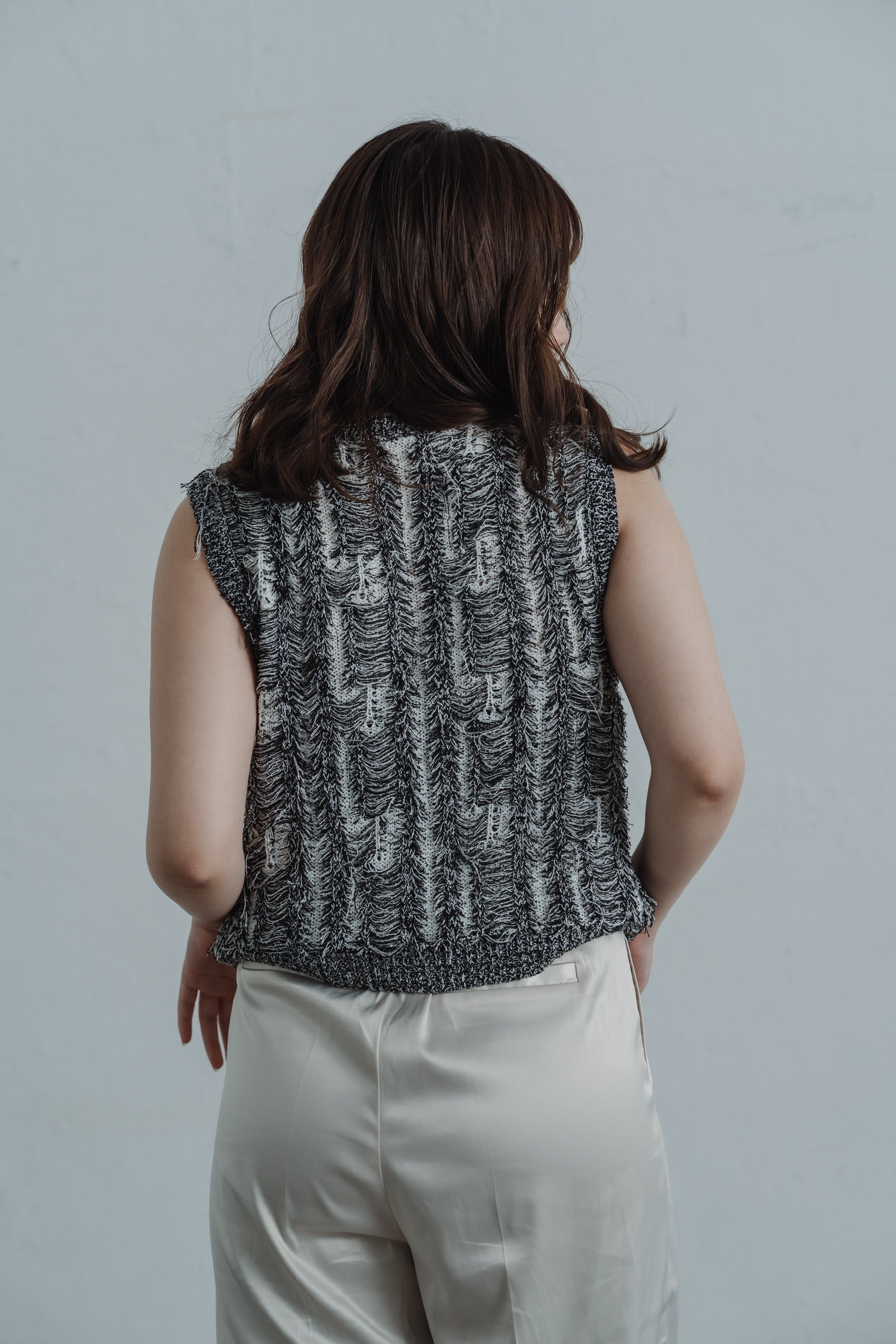 fringe knit vest