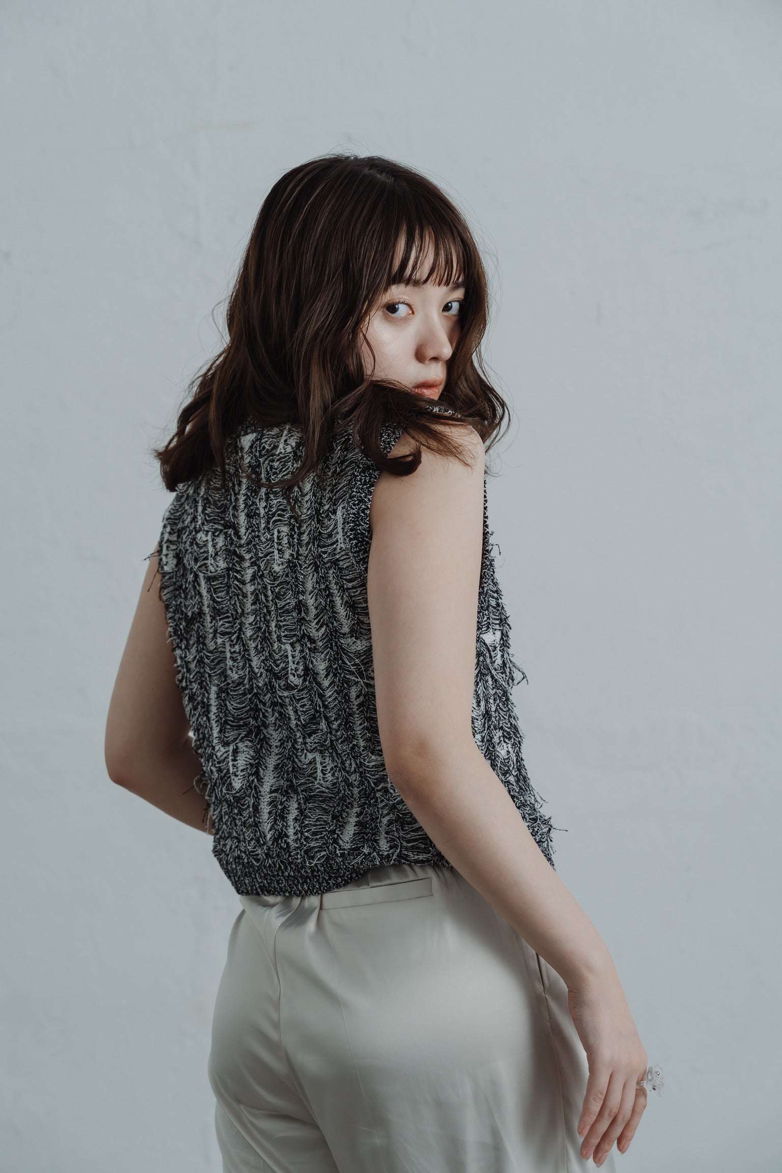 fringe knit vest
