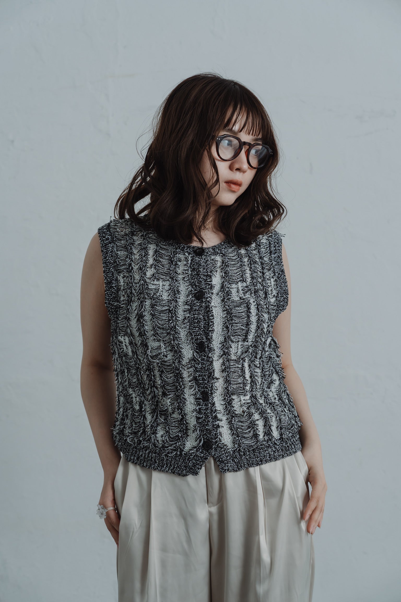 fringe knit vest