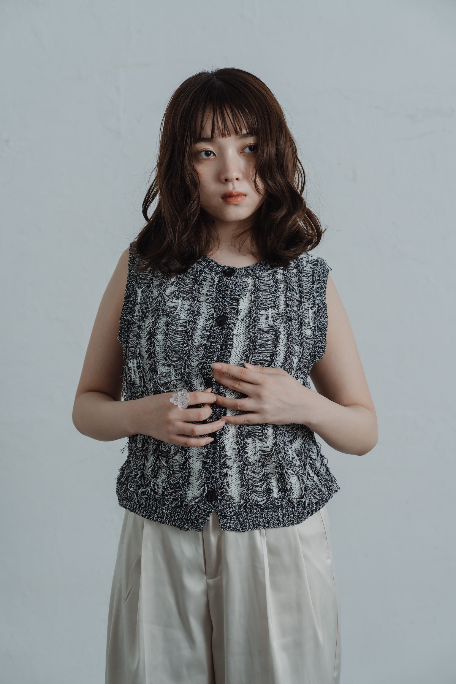 fringe knit vest