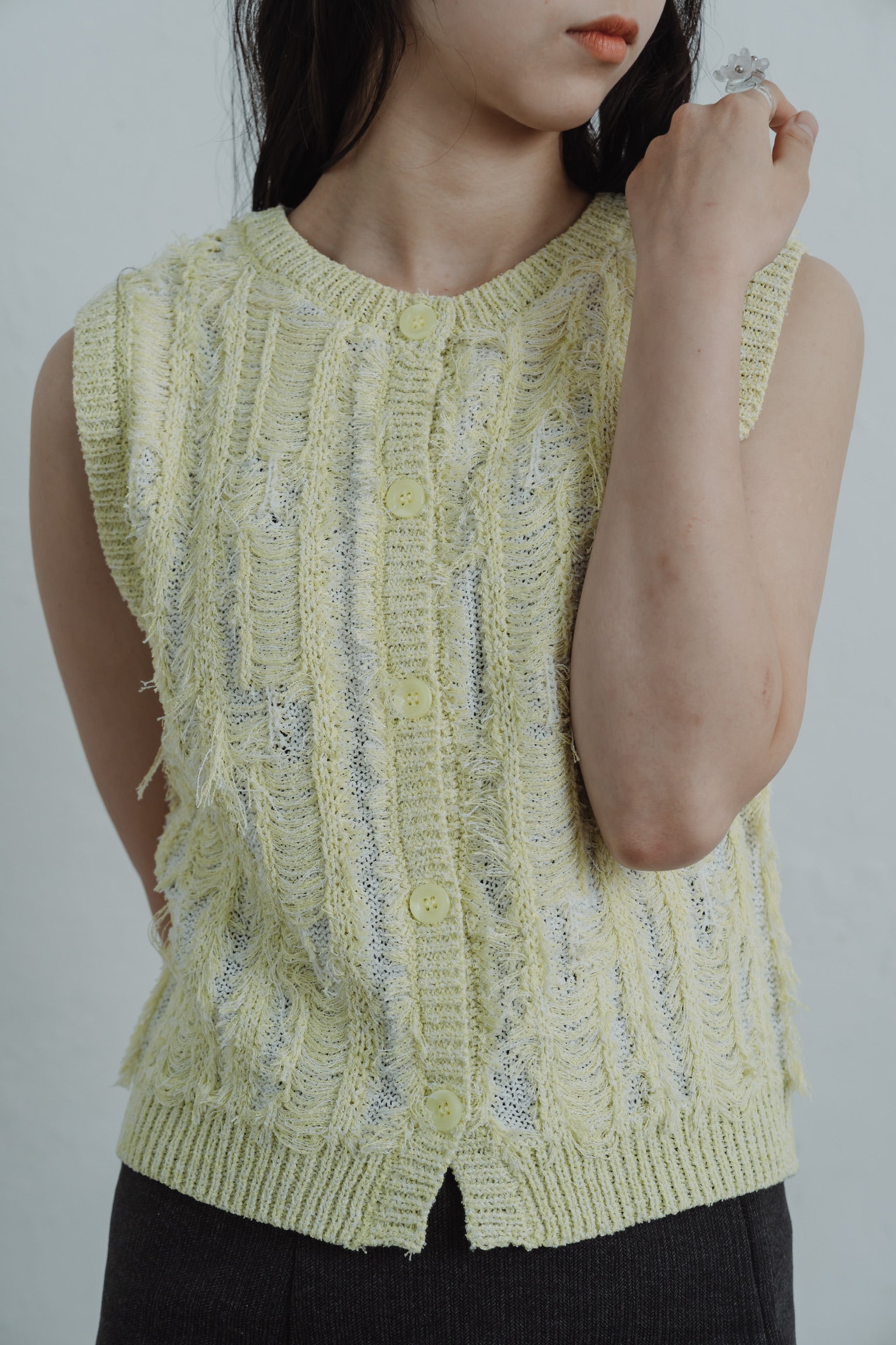 fringe knit vest